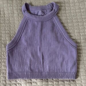 Aerie Lilac Ribbed Halter Crop Top